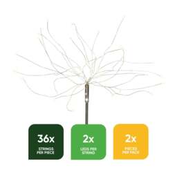 Rackhams Pack of 2 Solar Starburst Stake LED Lights – Warm White Garden Lights - thumbnail 2
