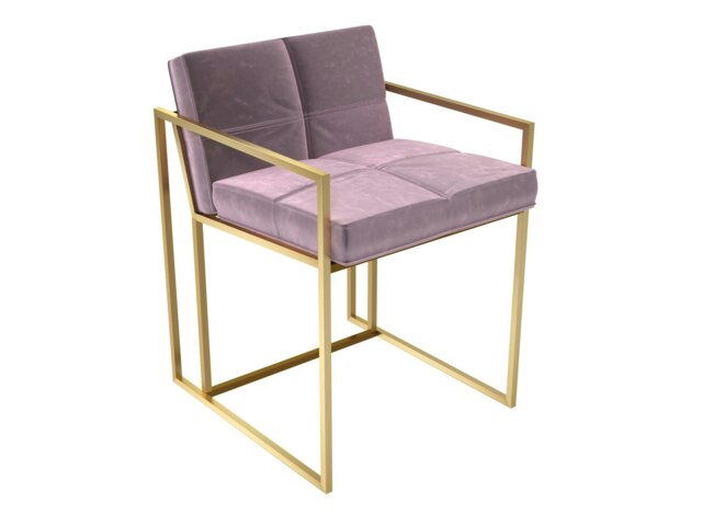 Rackhams Federico Dining Chairs - Brass Brushed - Pink Plush Velvet - image 1