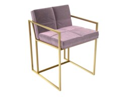 Rackhams Federico Dining Chairs - Brass Brushed - Pink Plush Velvet - thumbnail 1