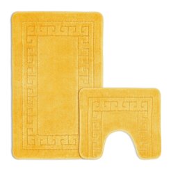 Rackhams Greek Key Bathmat Set - Antislip - Yellow
