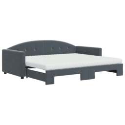 Rackhams Daybed with Trundle and Mattresses Dark Grey 90x190 cm Velvet - thumbnail 2