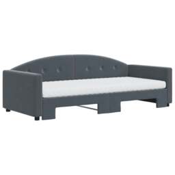 Rackhams Daybed with Trundle and Mattresses Dark Grey 90x190 cm Velvet - thumbnail 3