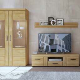 Rackhams Cortina Tall wide 2 door glazed display cabinet in Grandson Oak - Full Assembly Required - Grandson Oak - Matt - thumbnail 4