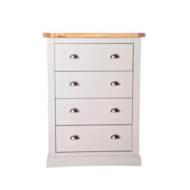 Rackhams Loreo 4 Drawer Chest of Drawers Chrome Cup Handle - Light Grey - image 1