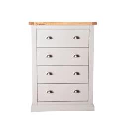 Rackhams Loreo 4 Drawer Chest of Drawers Chrome Cup Handle - Light Grey