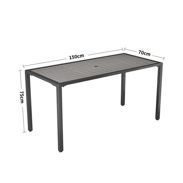 Rackhams 80/120/150cm Wide Rectangular Outdoor Dining Table with Parasol Hole - 150 cm W x 70cm D - image 1