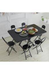 Rackhams 100x60cm Folding Wooden Dining Table - Black - One Size - thumbnail 3