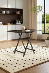 Rackhams 100x60cm Folding Wooden Dining Table - Black - One Size - thumbnail 5