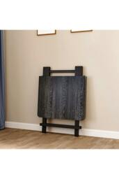 Rackhams 100x60cm Folding Wooden Dining Table - Black - One Size - thumbnail 4