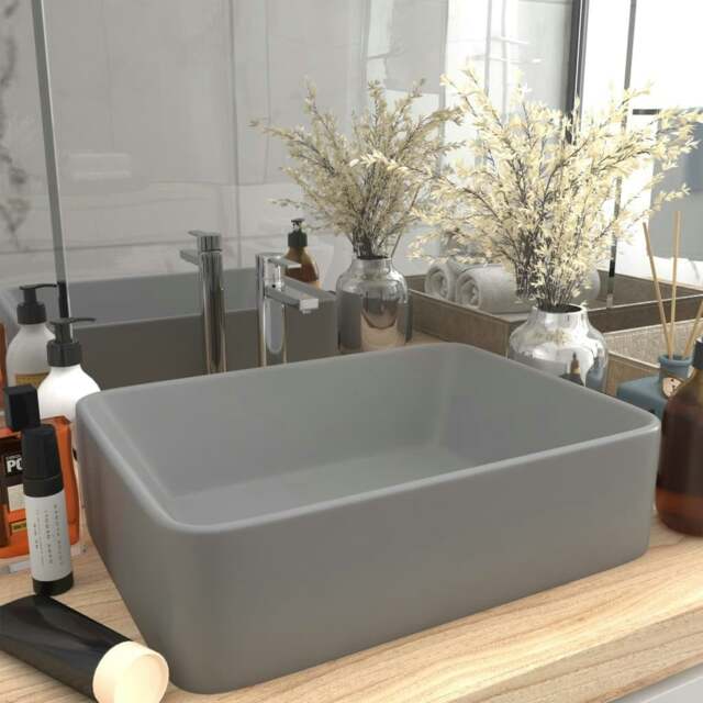 Rackhams Luxury Wash Basin Matt Light Grey 41x30x12 cm Ceramic
