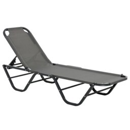 Rackhams Sun Lounger Relaxer Recliner with 5-Position Adjustable Backrest Grey - Light Grey - Aluminum, Texteline - 163cm x 58.5cm x 91cm - thumbnail 2