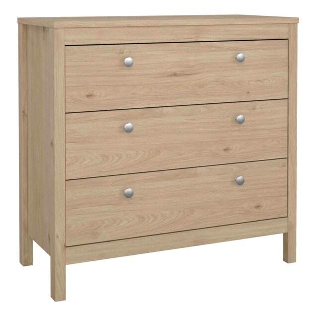 Rackhams Madrid Chest 3 Drawers in Jackson Hickory Oak - Oak - Matt - Melamine - image 1