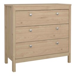 Rackhams Madrid Chest 3 Drawers in Jackson Hickory Oak - Oak - Matt - Melamine - thumbnail 1