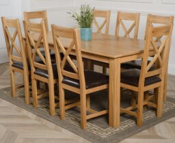 Rackhams Oslo 180 x 90cm Large Oak Dining Set with Berkeley Oak Chairs - Brown - 8 chairs - thumbnail 5