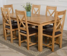 Rackhams Oslo 180 x 90cm Large Oak Dining Set with Berkeley Oak Chairs - Brown - 8 chairs - thumbnail 4