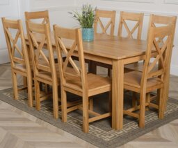 Rackhams Oslo 180 x 90cm Large Oak Dining Set with Berkeley Oak Chairs - Brown - 8 chairs - thumbnail 3