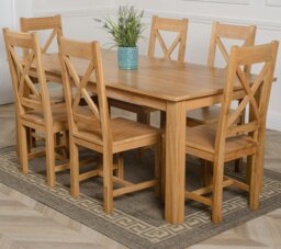 Rackhams Oslo 180 x 90cm Large Oak Dining Set with Berkeley Oak Chairs - Brown - 8 chairs - thumbnail 2