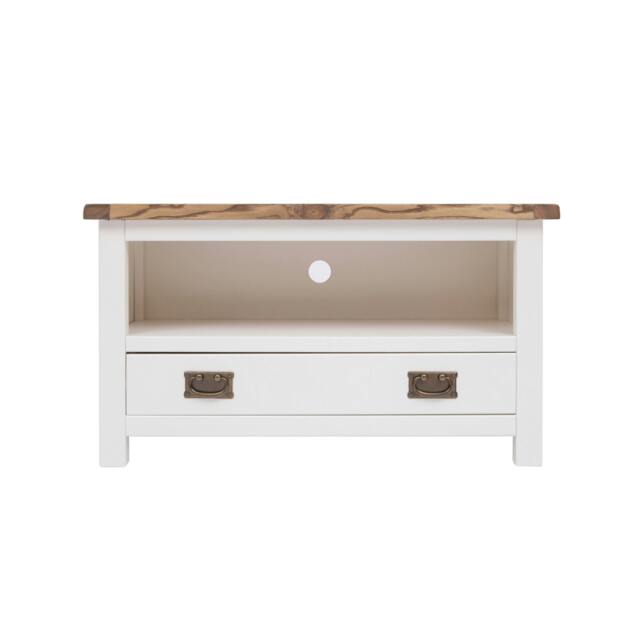 Rackhams Lovere Off White 1 Drawer TV Cabinet Brass Drop Handle - Off White - image 1