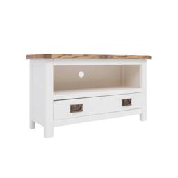 Rackhams Lovere Off White 1 Drawer TV Cabinet Brass Drop Handle - Off White - thumbnail 2