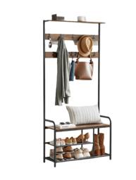 Rackhams Industrial Coat Tree with Shoe Storage Bench – 9 Hooks - thumbnail 5