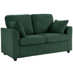Rackhams 2 Seater Sofa, Corduroy Small Couch with Spring Cushion, Dark Green - thumbnail 2