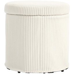 Rackhams Round Storage Ottoman with Lid, Vanity Stool with Storage - Storage Ottoman - Grey - 1 - thumbnail 3