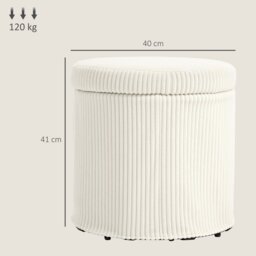 Rackhams Round Storage Ottoman with Lid, Vanity Stool with Storage - Storage Ottoman - Grey - 1 - thumbnail 4