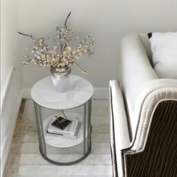 Rackhams 2 Tier Round Faux Marble Heavy Duty Side Table Black - thumbnail 4