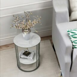 Rackhams 2 Tier Round Faux Marble Heavy Duty Side Table Black - thumbnail 5