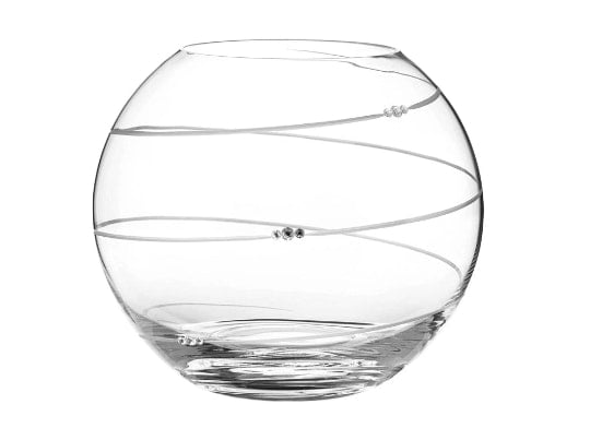 Rackhams Sphere Vase with Hand Cut Swirl with Swarovski crystals - 20cm