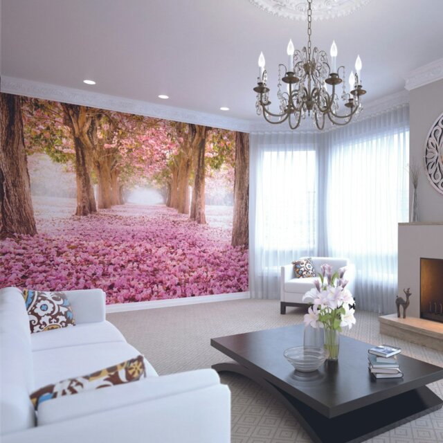 Rackhams Blossom Trees Wall Mural - Rose Pink - Rose Pink - Large - W350cm x H280cm - image 1