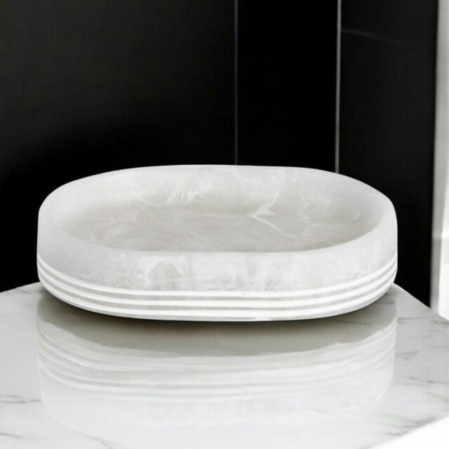 Rackhams Bianco Frost Onyx White Striped Soap Dish - image 1