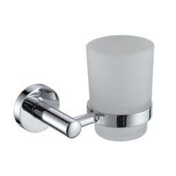 Rackhams Modernity Chrome Stainless Steel & Frosted Glass Wall Mounted Toothbrush Holder - thumbnail 1