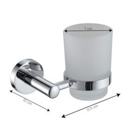 Rackhams Modernity Chrome Stainless Steel & Frosted Glass Wall Mounted Toothbrush Holder - thumbnail 2