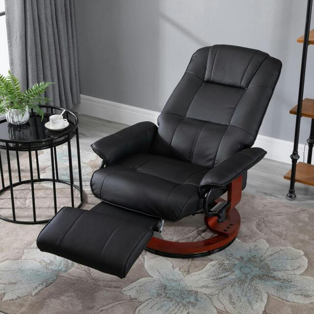 Rackhams Ergonomic Office Recliner Sofa Chair PU Leather Armchair - Black - PU Leather - image 1