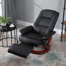 Rackhams Ergonomic Office Recliner Sofa Chair PU Leather Armchair - Black - PU Leather, Multilayer Board