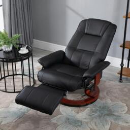 Rackhams Ergonomic Office Recliner Sofa Chair PU Leather Armchair - Black - PU Leather - thumbnail 1