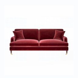 Rackhams Shafique Two Seater Sofa, Loveseat, Velvet or Linen - Orange - thumbnail 3