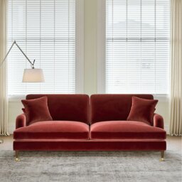 Rackhams Shafique Two Seater Sofa, Loveseat, Velvet or Linen - Orange