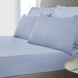Rackhams 400 Thread Count Cotton Sateen Standard Pillowcase Pair Blue - Standard - Blue - thumbnail 2