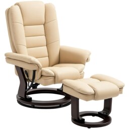 Rackhams Swivel Manual Recliner and Footrest Set PU Leather - Black - PU leather, Sponge, Steel - 85cm x 82cm x 106cm - thumbnail 3