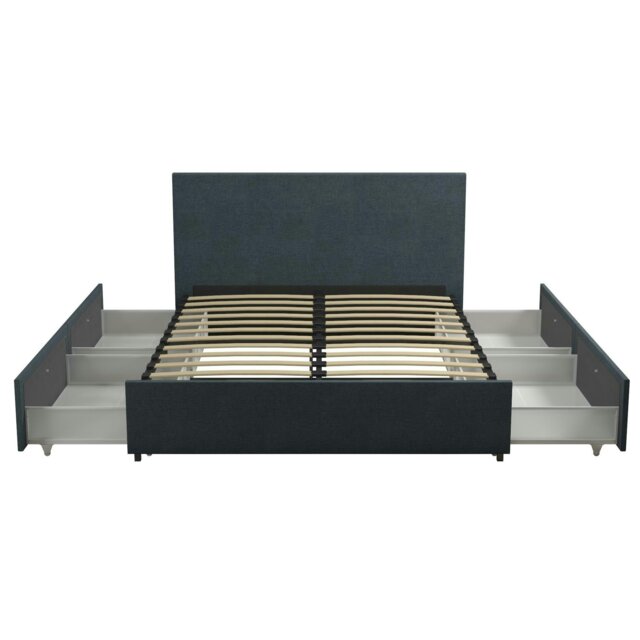 Rackhams Kelly Bed with Storage Fabric Navy - King - image 1
