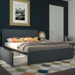 Rackhams Kelly Bed with Storage Fabric Navy - King - thumbnail 5