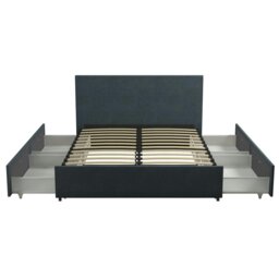 Rackhams Kelly Bed with Storage Fabric Navy - King - thumbnail 1