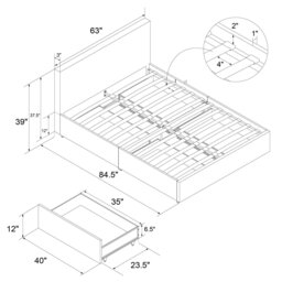 Rackhams Kelly Bed with Storage Fabric Navy - King - thumbnail 4