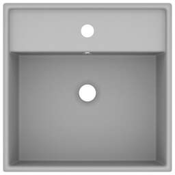 Rackhams Luxury Basin Overflow Square Matt Light Grey 41x41 cm Ceramic - thumbnail 3