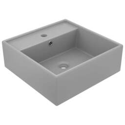 Rackhams Luxury Basin Overflow Square Matt Light Grey 41x41 cm Ceramic - thumbnail 1