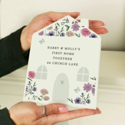 Rackhams Personalised Wild Flowers Wooden House Ornament - thumbnail 4