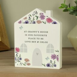 Rackhams Personalised Wild Flowers Wooden House Ornament - thumbnail 2