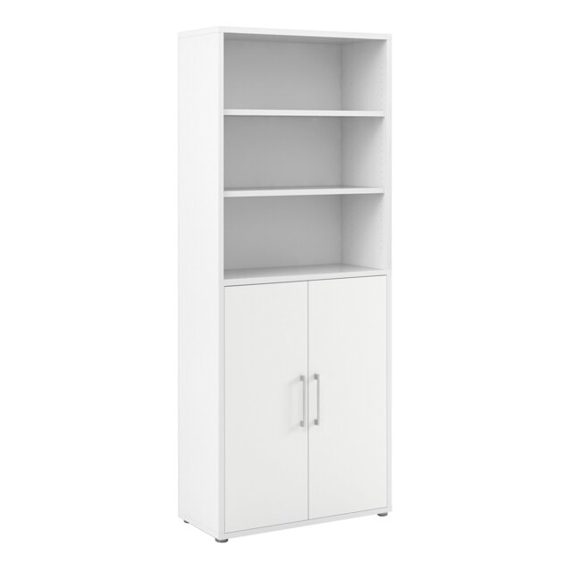 Rackhams Prima Bookcase 4 Shelves with 2 Doors in White - White - Wood - 1 - image 1